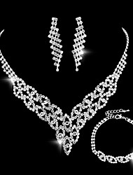 cheap -Women&#039;s Bridal Jewelry Sets Classic Love Precious Classic Sweet Imitation Diamond Earrings Jewelry White For Wedding Gift Three-piece Suit