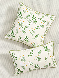 cheap -100% Cotton Embroidery Plant Leaves Flower Sofa Cushion Cover 1 Piece