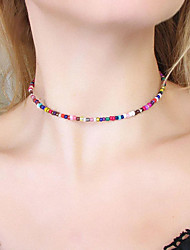 cheap -1pc Choker Necklace Beaded Necklace For Women&#039;s Brown Street Gift Beach Alloy Patchwork Rainbow