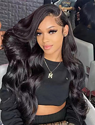 cheap -Remy Human Hair 13x4/ 13x6 Lace Front Wig Brazilian Hair Body Wave Natural Wig 150%-250% Density with Baby Hair &amp; Natural Hairline With Bleached Knots For Women