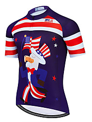cheap -21Grams® Men&#039;s Short Sleeve Cycling Jersey Cartoon American / USA Bike Top Mountain Bike MTB Road Bike Cycling Purple Spandex Polyester Breathable Quick Dry Moisture Wicking Sports Clothing Apparel