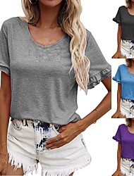 cheap -2022 summer new european and american women&#039;s clothing cross-border wish round neck short-sleeved t-shirt solid color plus size top