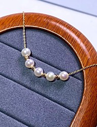 cheap -1pc Pearl Necklace For Men&#039;s Women&#039;s Pearl White Christmas Gift Formal 14K Gold Plated Beads Laugh