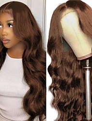 cheap -Full Lace Human Hair Wigs Body Wave Lace Front Wig Glueless Full Lace Wig Human Hair 100% Remy Hair 130% Density Pre-Plucked With Super Nature Baby Hair Mediumt Browm#4 12-26 Inch