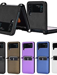 cheap -Phone Case For Samsung Galaxy Flip Z Flip 3 Flip Card Holder Slots Solid Colored PU Leather