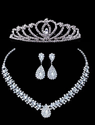 cheap -Women&#039;s Bridal Jewelry Sets Flower Stylish Sweet Earrings Jewelry Silver For Wedding Festival Three-piece Suit