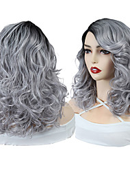 cheap -Loose Wave Synthetic Hair Wigs Side Part Glueless Heat Resistant Fiber Grey Colored 12inch Short Bob Wig For Black Women