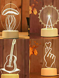 cheap -3D Acrylic LED Night Light USB Powered Guitar Bear Love Heart Shape Lamp Christmas Party Wedding Decoration Night Light Home Neon Light Valentine&#039;s Day New Year Birthday Gifts