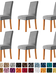 cheap -6 Pcs Velvet Plush Stretch Spandex Dining Chair Cover Stretch Chair Cover Chair Protector Cover Seat Slipcover with Elastic Band for Dining RoomWedding Ceremony Banquet Home Decor