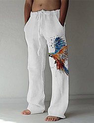 cheap -Men&#039;s Fashion Designer Straight Trousers 3D Print Elastic Drawstring Design Front Pocket Pants Casual Daily Graphic Prints Bird Comfort Soft Mid Waist White S M L XL XXL / Animal