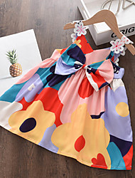 cheap -Kids Toddler Little Girls&#039; Dress Floral Fruit Strap Dress Daily Vacation Ruched Print Multicolor Green Pink Above Knee Sleeveless Vacation Cute Dresses Summer Loose 2-8 Years