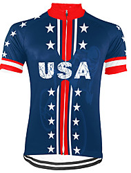 cheap -21Grams® Men&#039;s Short Sleeve Cycling Jersey American / USA Bike Top Mountain Bike MTB Road Bike Cycling Dark Blue Spandex Polyester Breathable Quick Dry Moisture Wicking Sports Clothing Apparel