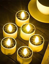 cheap -6/12 pcs Solar Flameless LED Candles Fake Flickering Tea Lights Outdoor Garden Decor Light Romantic Wedding Party Decoration Lighting 6X 12X