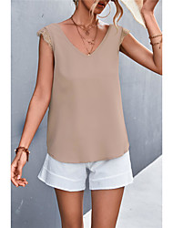 cheap -spring  summer new products  independent station cross-border hot sale front  rear v-neck lace stitching casual sleeveless top