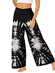 cheap -Women&#039;s Pajamas Bottom Tie Dye Flower Comfort Sport Home Gyms Polyester Spring Summer White Black