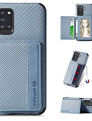 cheap -Phone Case For Samsung Galaxy Back Cover S21 S20 Ultra Plus FE A72 A52 A42 Note 10 Note 10 Plus A21s Note 20 Galaxy A22 5G Galaxy A22 4G Galaxy Note9 Portable Card Holder with Stand Solid Colored TPU