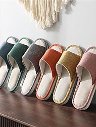 cheap -Home Slippers for Women/Men, Comfy Indoor House Shoes, Open Toe Slides for Summer Lightweight Linen Slippers