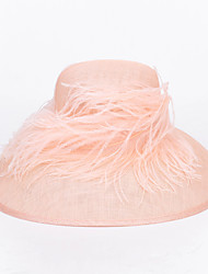 cheap -Simple Elegant Flax Hats with Feather 1 PC Tea Party / Horse Race Headpiece