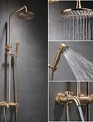 cheap -Shower System / Rainfall Shower Head System / Body Jet Massage Set - Handshower Included Dual-Head pullout Antique / Traditional Electroplated Mount Inside Brass Valve Bath Shower Mixer Taps