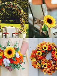 cheap -32 PCS Artificial Fake Sunflower Head Rayon Home Party Wedding Decoration Christmas Tree Craft