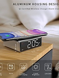 cheap -New aluminum shell wireless charging clock Creative multi-function wireless charger Portable LED digital alarm clock mute