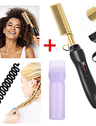 cheap -2 in 1 Hot Comb Straightener Electric Hair Straightener Hair Curler Wet Dry Use Hair Flat Irons Hot Heating Comb For Hair Accessorize with Braids and Hair Color Bottles