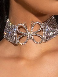 cheap -Choker Necklace Women&#039;s Tennis Chain Rhinestone White Butterfly Luxury Wedding Silver Gold 20-30 cm Necklace Jewelry 1pc for Wedding Street Carnival Holiday Prom Geometric