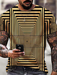 cheap -Men&#039;s Unisex T shirt Tee 3D Print Graphic Technology Crew Neck Street Daily Print Short Sleeve Tops Casual Designer Big and Tall Sports Yellow / Summer