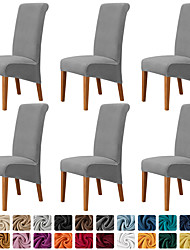 cheap -6 Pcs Velvet Plush XL Dining Chair Covers, Stretch Chair Cover, Spandex High back Chair Protector Covers Seat Slipcover with Elastic Band for Dining Room,Wedding, Ceremony, Banquet