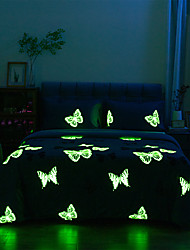 cheap -Glow In The Dark Duvet Cover Set Quilt Bedding Sets Comforter Cover Luminous Butterfly, Queen/King Size/Twin/Single(1 Duvet Cover, 1 Or 2 Pillowcases)