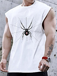 cheap -Men&#039;s Unisex T shirt Tee Hot Stamping Graphic Prints Spider Spider web Crew Neck Street Daily Print Cap Sleeve Tops Casual Designer Big and Tall Sports White / Summer