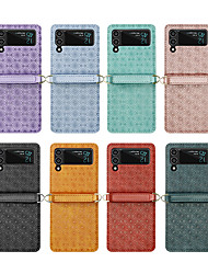 cheap -Phone Case For Samsung Galaxy Flip Z Flip 3 Flip Solid Colored Flower PU Leather