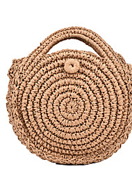 cheap -Women&#039;s Straw Bag Straw Solid Color Going out Khaki Beige