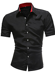 cheap -Men&#039;s Shirt Solid Color Collar Street Daily Short Sleeve Tops Casual Breathable Comfortable Navy Black Red White / Machine wash / Wash separately / Washable / Holiday / Work