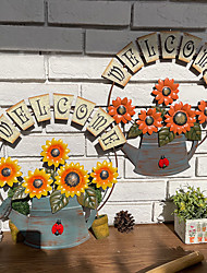 cheap -Garden Themed Vintage Metal Hang Sunflower Welcomeing Sign Garden Door Hanging Home Patio Decor