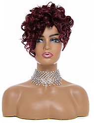cheap -Short Synthetic Kinky Curly Wig with Bangs Afro American Wigs for Black Women Heat Resistant Hair Daily Use