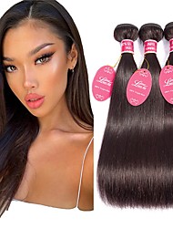 cheap -10A Brazilian Virgin Hair Straight 3 Bundles Remy Human Hair Weaves For Black Women 95-100g/bundle 100% Unprocessed Brazilian Human Hair Weft Hair Extensions Dark Brown#2 8-20 Inch