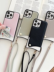 cheap -Phone Case For Apple Back Cover Handbag Purse Wallet Card iPhone 13 Pro Max 12 11 X XR XS Max Shockproof with Adjustable  Neck Strap with Removable Cross Body Strap Solid Colored PU Leather