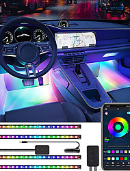 cheap -Car LED Ambient Light Auto Interior Atmosphere Decorative Lamp Strip With APP Control Flowing Color RGB Car Neon Foot Light