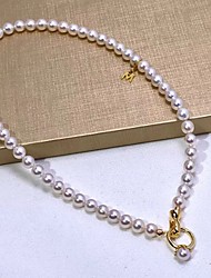 cheap -1pc Choker Necklace Necklace For Women&#039;s Pearl White Gift Daily Formal 14K Gold Plated Beads Letter Lucky / Pearl Necklace / Charm Necklace / Bead Necklace