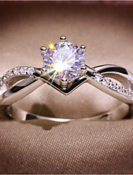 cheap -1pc Ring For Women&#039;s AAA Cubic Zirconia White Wedding Anniversary Birthday 18K Gold Classic