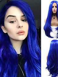 cheap -Synthetic Lace Wig Loose Curl Style 14-26 inch Blue Middle Part 13*2.5 lace front Wig Women&#039;s Wig Royal Blue
