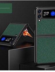 cheap -Phone Case For Samsung Galaxy Flip Z Flip 3 Flip Shockproof Tile Lines / Waves PU Leather