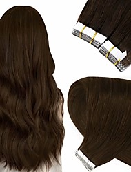 cheap -Hair Extensions Brown Tape in Human Hair Extensions Hair Silky Straight Tape in Human Hair Extensions Skin Weft 20pcs 50g 16-24 Inch