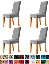 cheap -4 Pcs Velvet Plush Stretch Spandex Dining Chair Cover Stretch Chair Cover Chair Protector Cover Seat Slipcover with Elastic Band for Dining RoomWedding Ceremony Banquet Home Decor