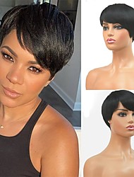 cheap -Short Pixie Cut Wigs Short Hair Wigs for Black Women Synthetic Clearance Black Short Wigs with Bangs For Daily Use