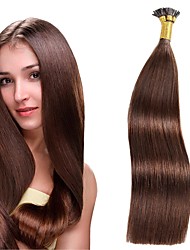 cheap -Fusion / I Tip Hair Extensions Remy Human Hair 50 Pieces Pack Straight Light Brown Hair Extensions / Daily Wear / Party