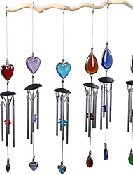 cheap -wholesale boutique small jewelry pendant color heart-shaped crystal metal tube aluminum rod mini wind chime pendant crafts