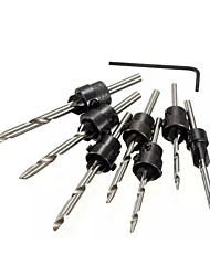 cheap -Countersink Drill Bits With Adjustable Depth Stop Collar Wood Woodworking 7pc Drilling Hole Saw 4 Flute