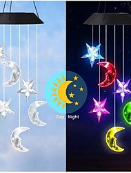 cheap -Outdoor Solar Wind Chime Garden Light Star Moon Color Changing Solar Power Wind Chime Lamps Colorful Windbell Pendant Light Waterproof Yard Fence Hanging Lights